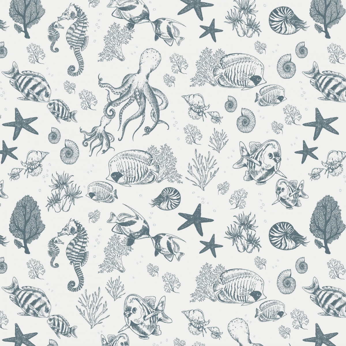 Behang Little Underwater World-blauw