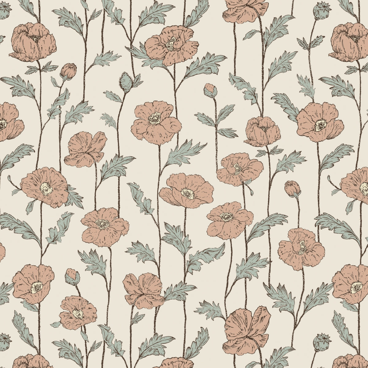 Behang Poppy Amour-zalmroze