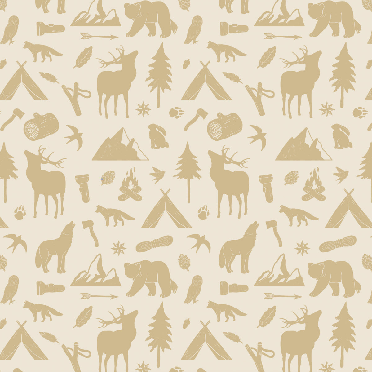 Behang Wild Forest Oker