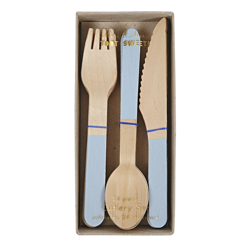 Wooden Cutlery Set Blue