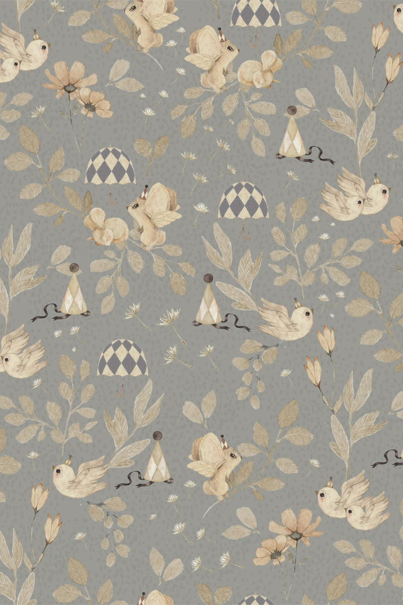 Wallpaper Flower Forest Dove Blue