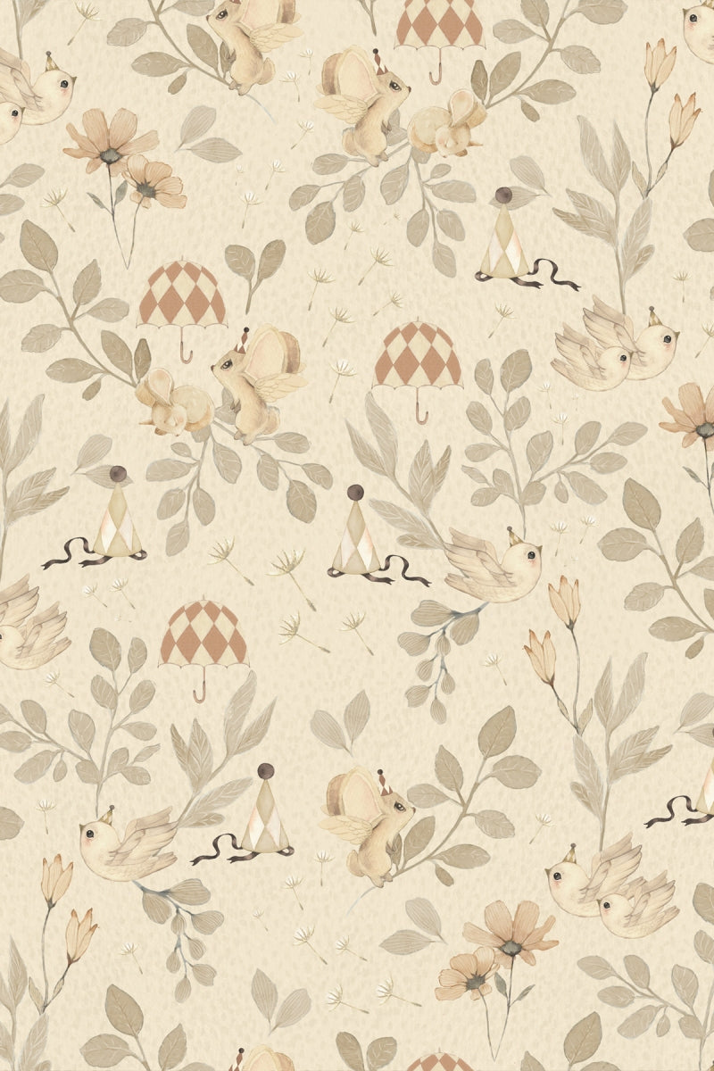 Wallpaper Flower Forest Off White