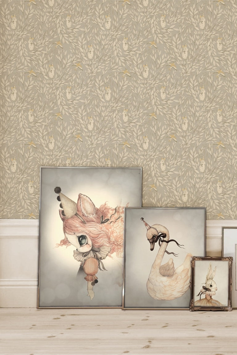 Wallpaper Misty Leaf Fauna Grey