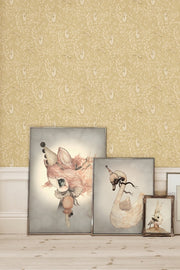 Wallpaper Misty Leaf Fauna Mustard