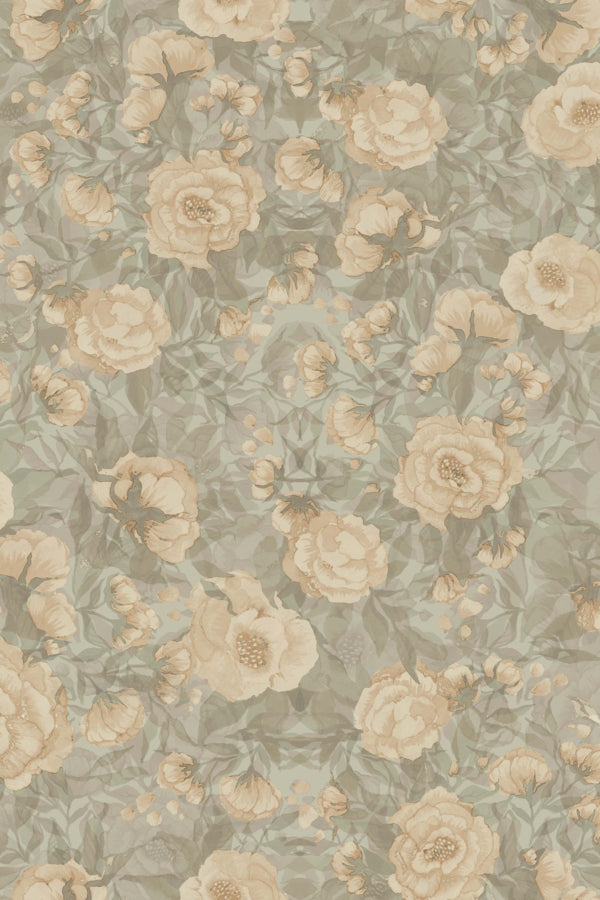 Wallpaper Poppies For Marlene Tender Green