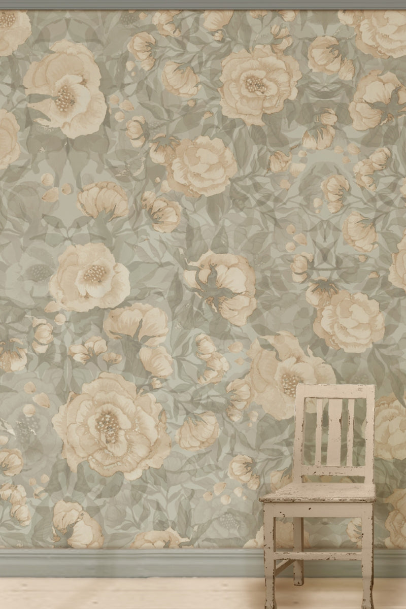 Wallpaper Poppies For Marlene Tender Green