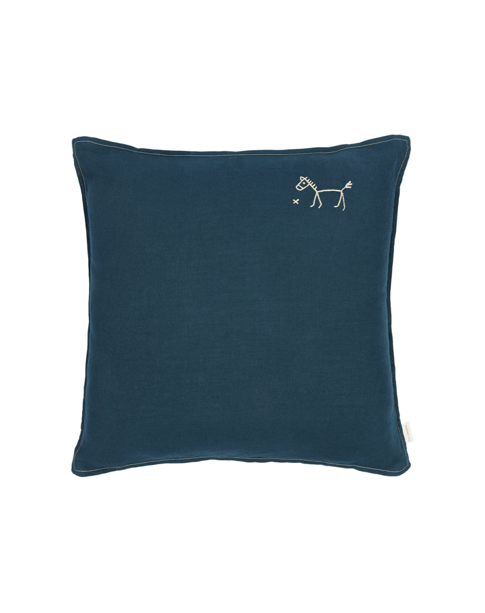 Square Cushion French Linen Deep Blue