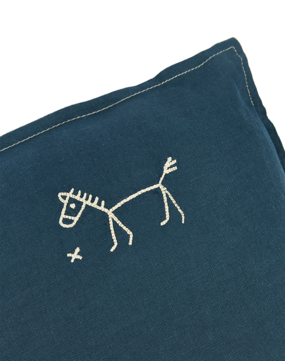 Square Cushion French Linen Deep Blue