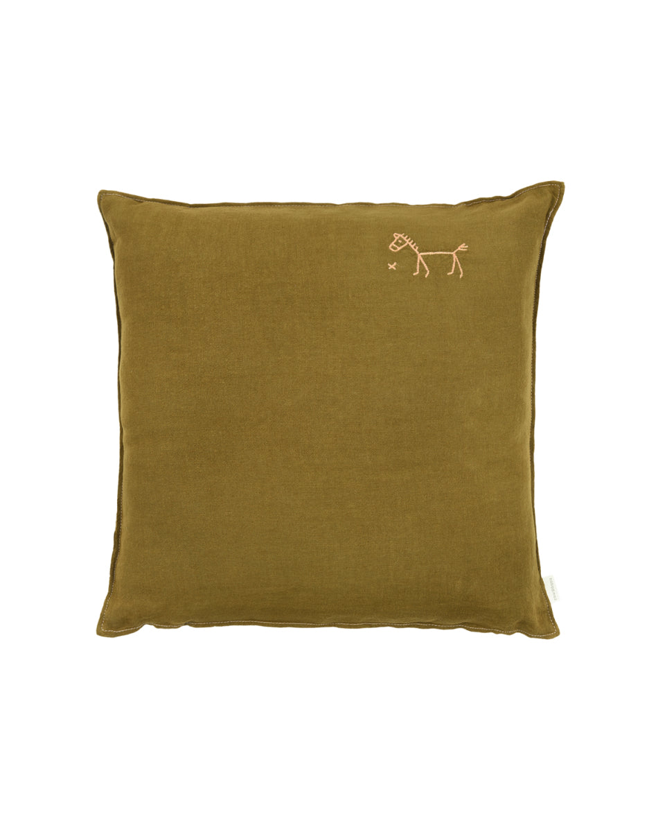Square Cushion French Linen Moss Green