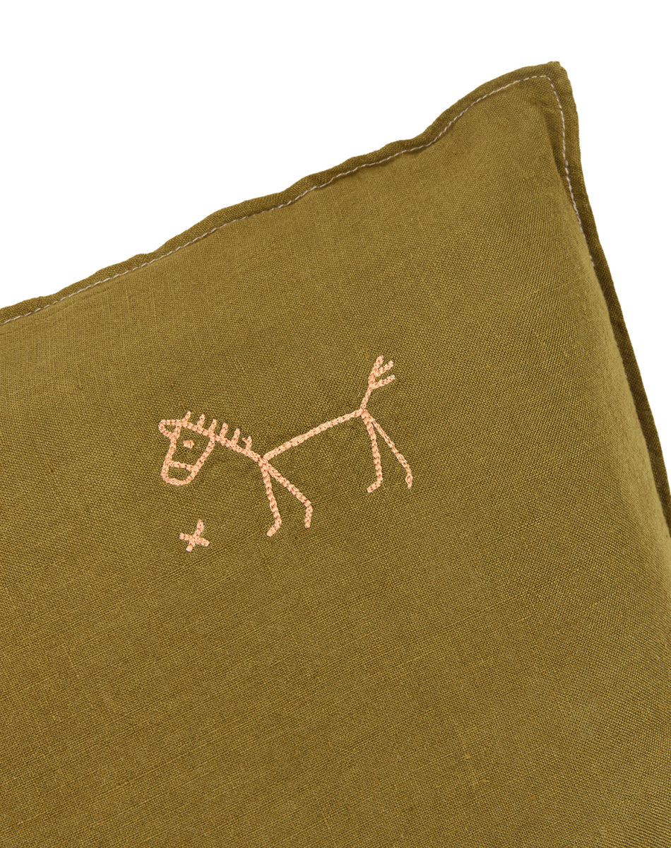 Square Cushion French Linen Moss Green