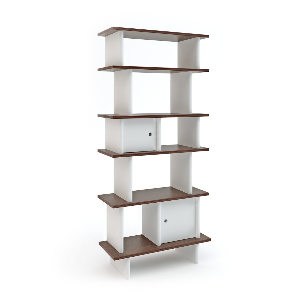 Vertical Mini Library Wit-walnoot