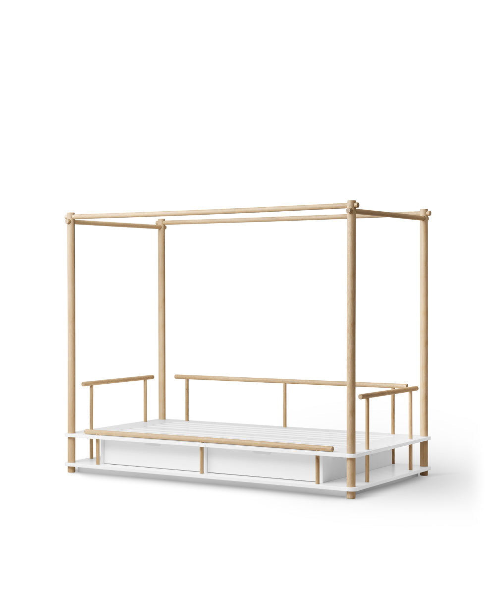 Camp Canopy Bed, White/oak