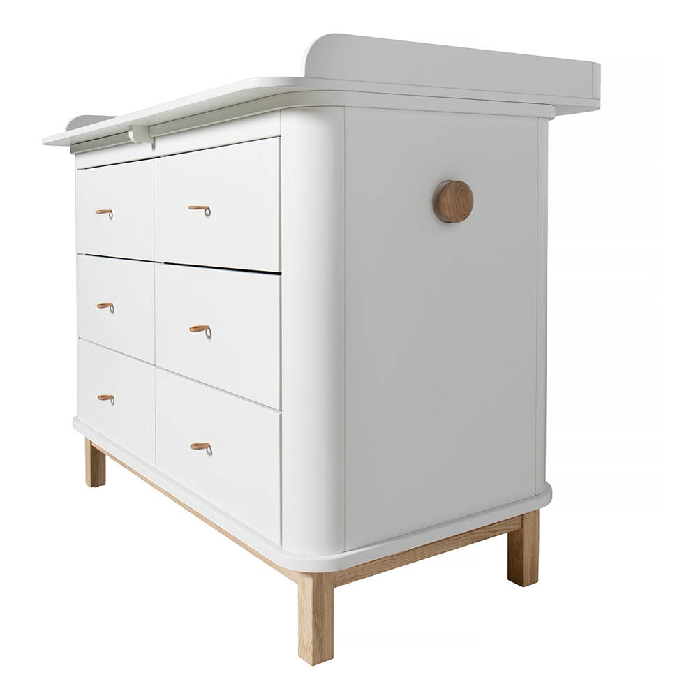 Wood Nursery Dresser 6 Drawers Large Top White-oak