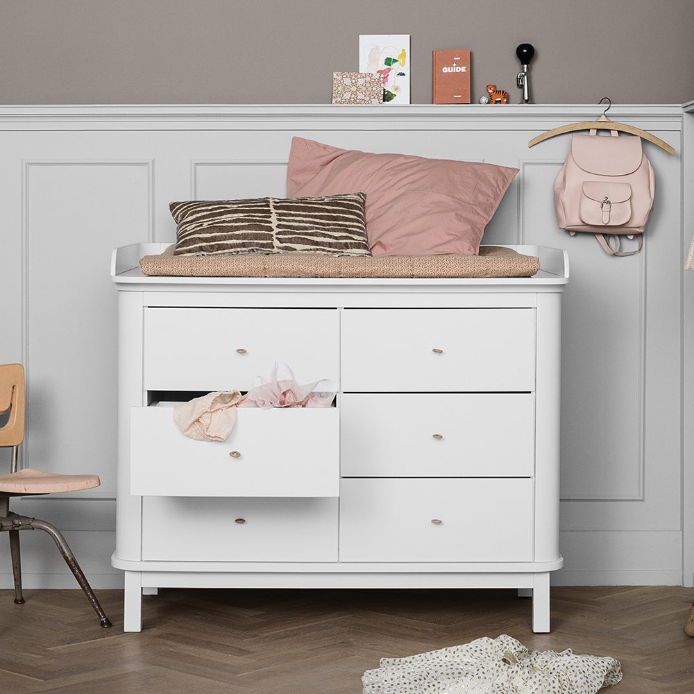 Wood Commode Dresser 6 Drawers White