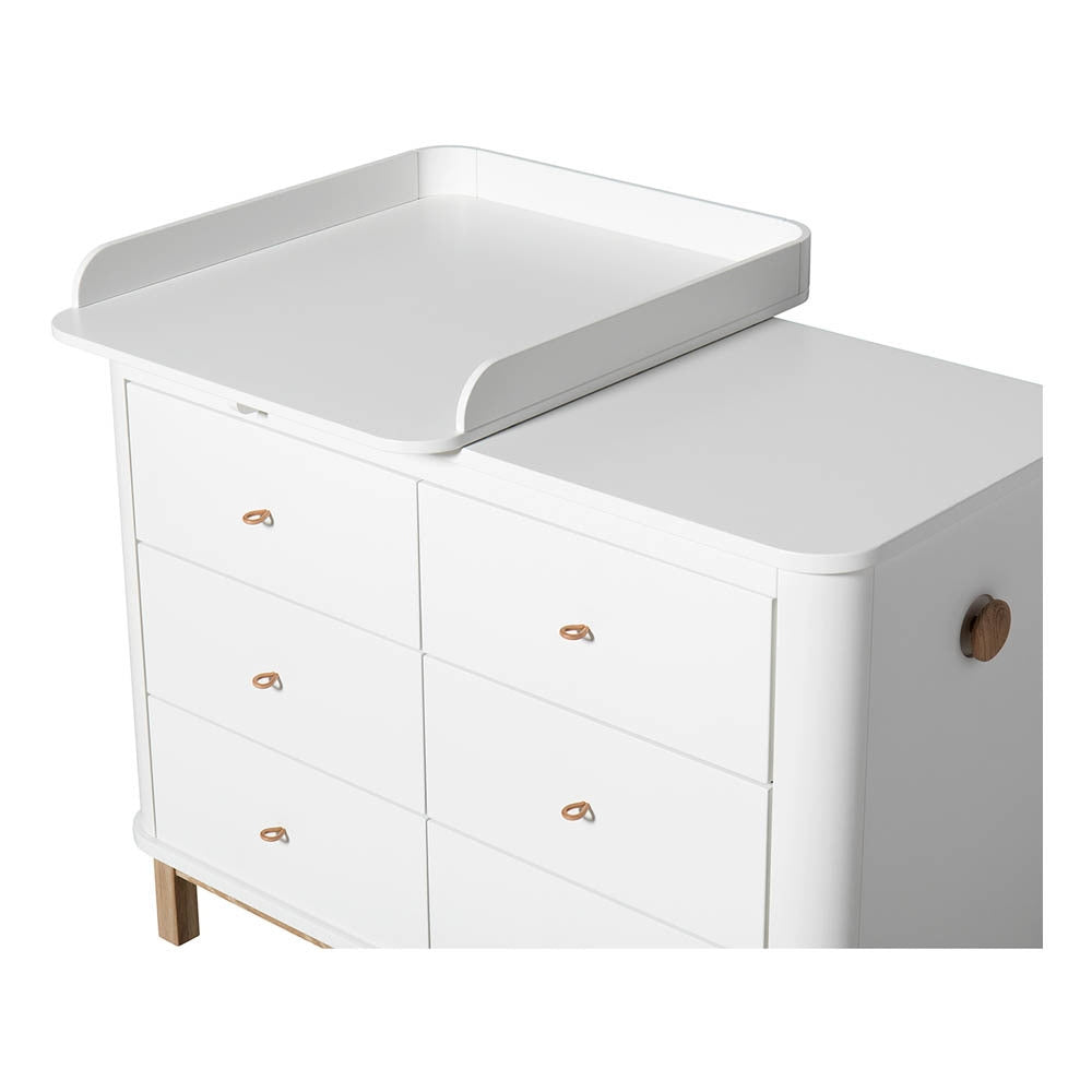 Wood Nursery Dresser 6 Drawers Small Top White-oak