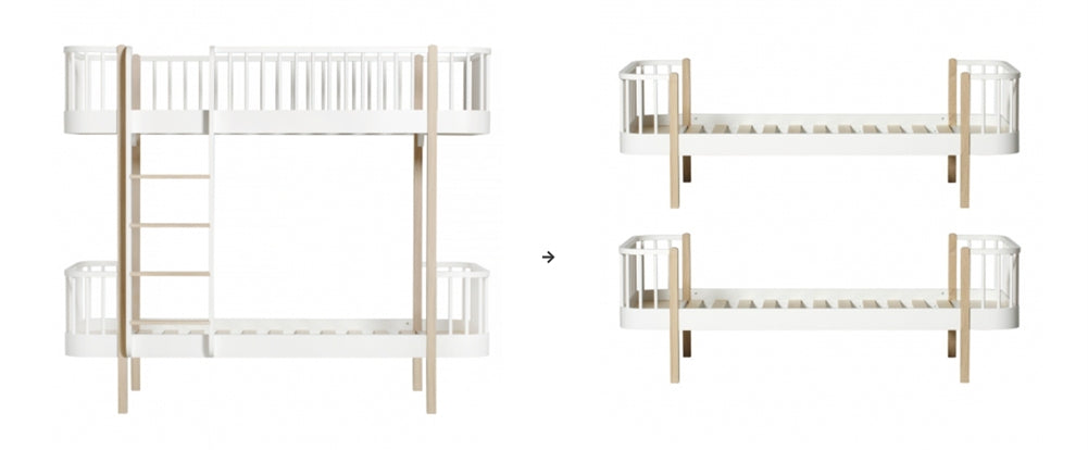 Oliver Furniture Conversie Kit Wood Bunk Bed To Wood 2 Beds-white/oak in een gedeelde kinderkamer met klassiek Scandinavisch