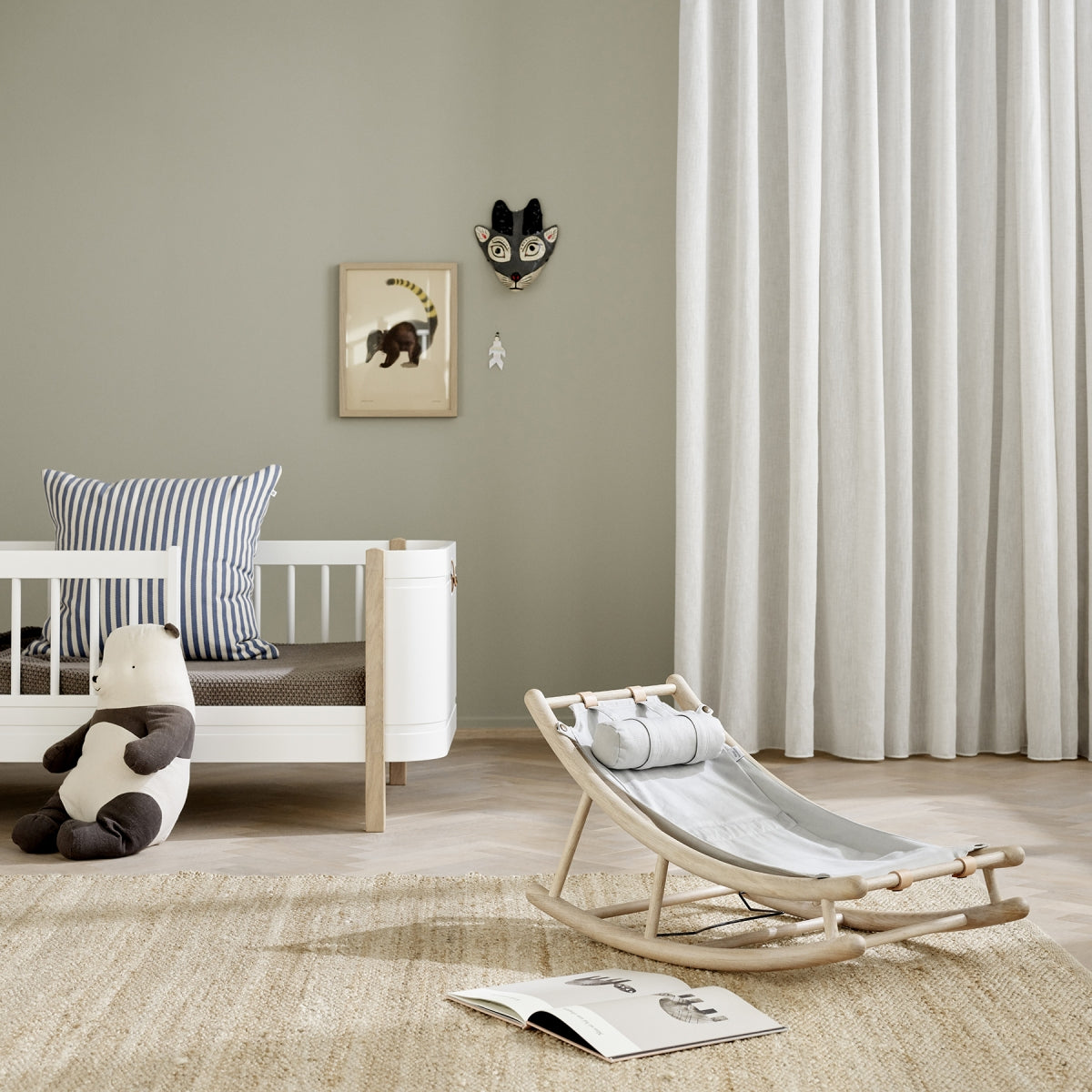 Extra Wood Toddler Rocker Seat Grey