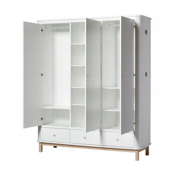 Wood Storage - Wardrobe 3 Doors White-oak