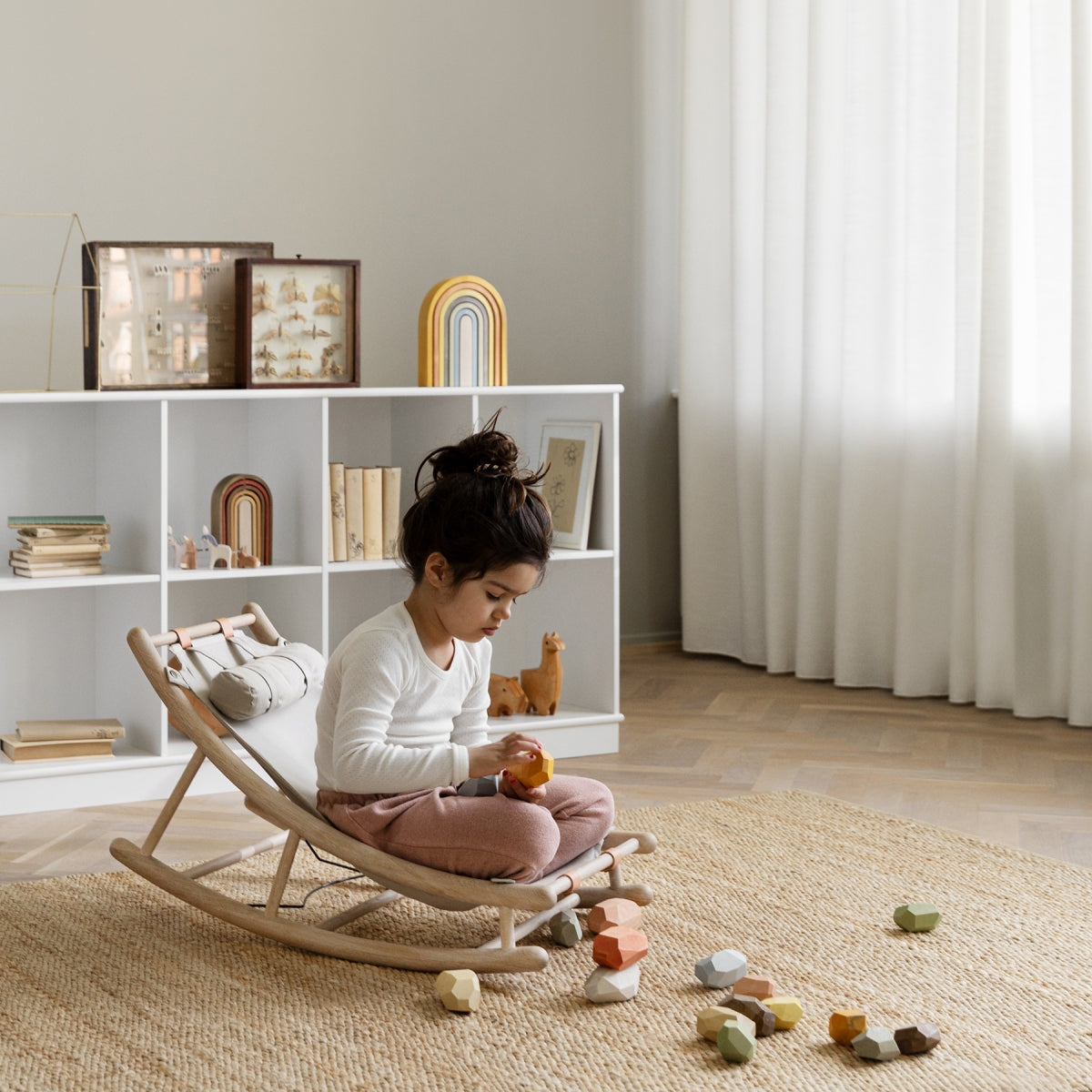 Wood Toddler Rocker Oak/grey