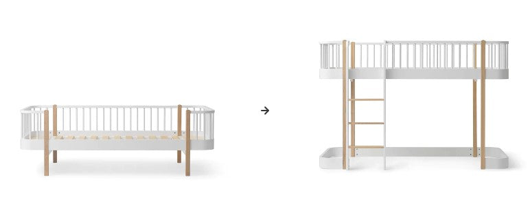 Oliver Furniture Wood Conversion Kit Day Bed To Low Loft Bed in een tijdloze Scandinavische kinderkamer met FSC-hout