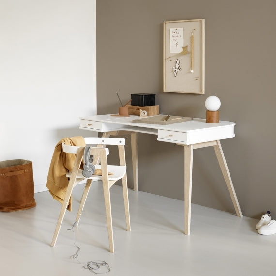 Wood Desk & Armchair White/oak