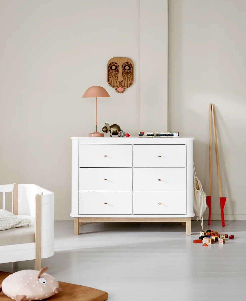 Wood Dresser 6 Lades White/oak