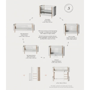 Wood Mini+ Cot Bed Incl. Junior Kit White/oak