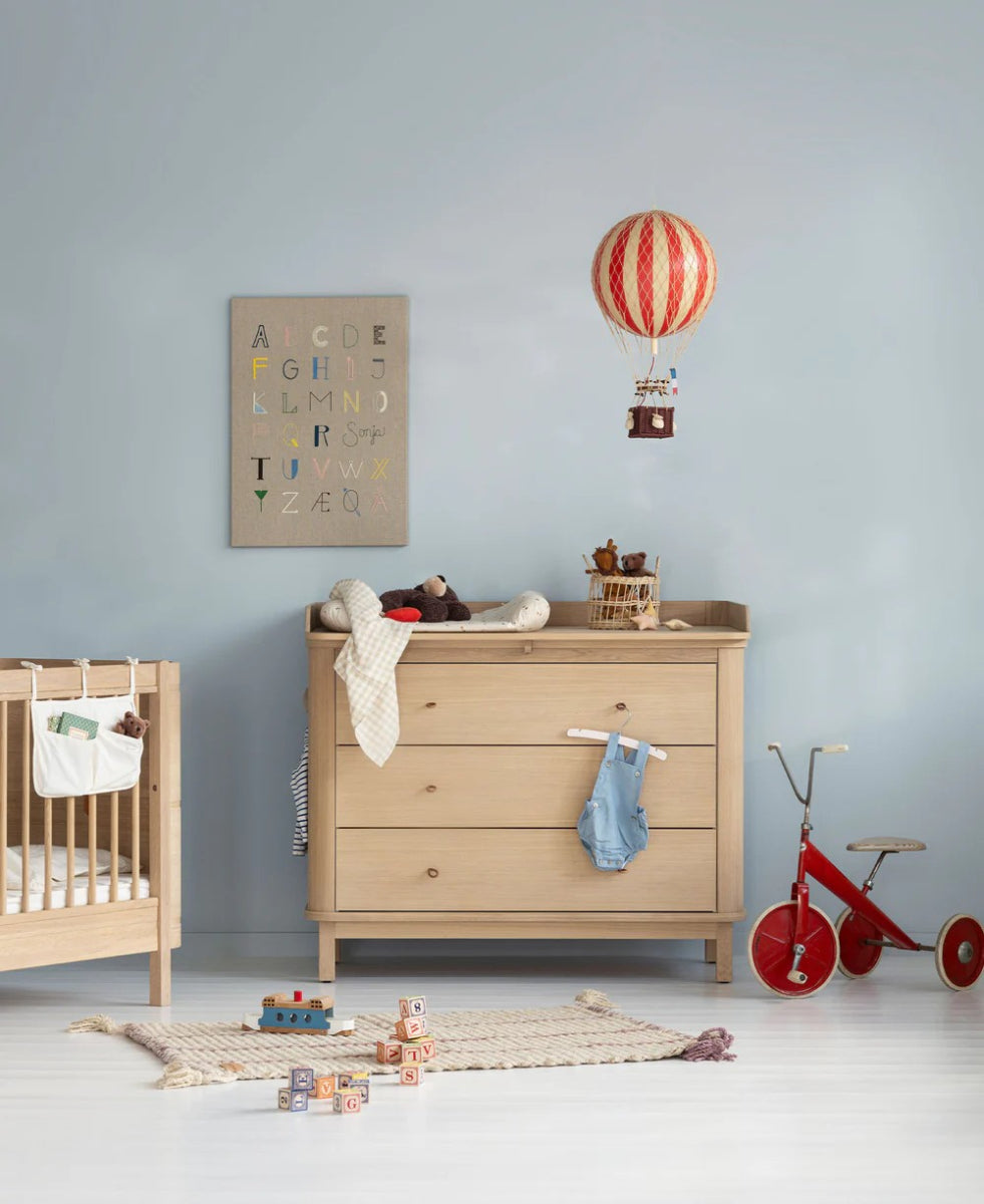 Wood Nursery Dresser 3 Drawers Oak