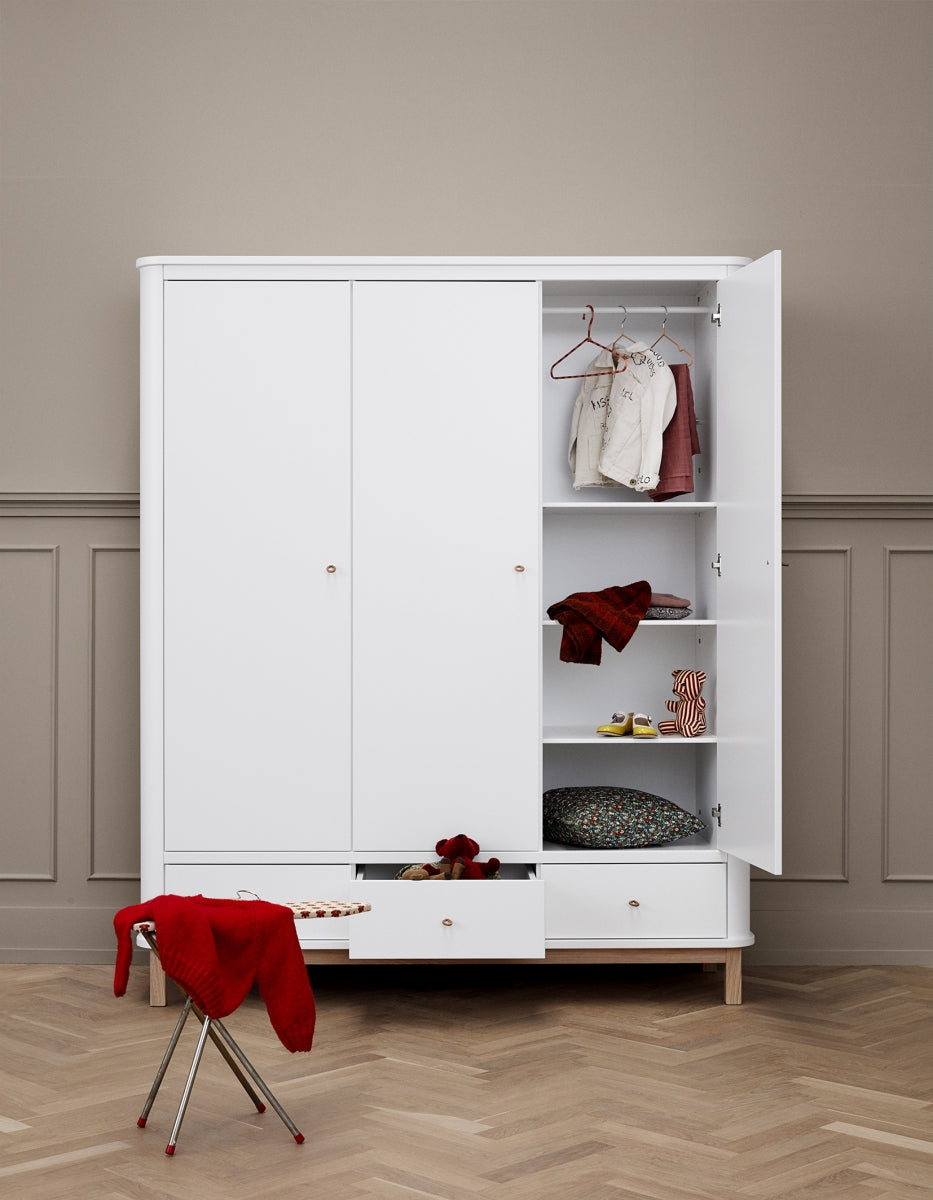 Wood Storage - Wardrobe 3 Doors White-oak
