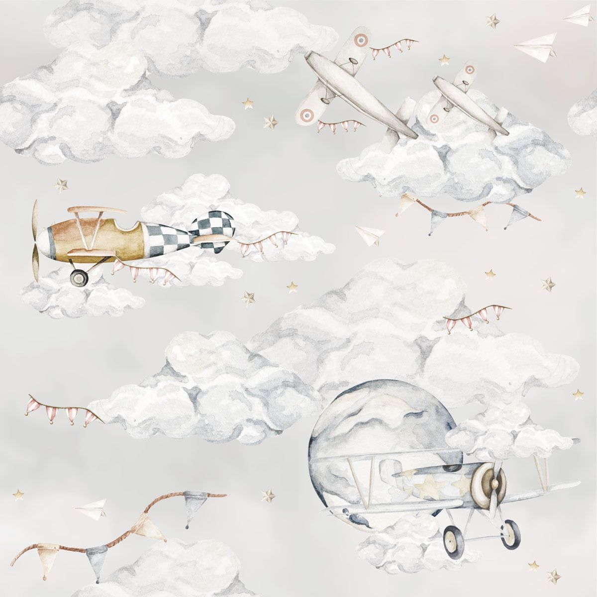 Dekornik Magic Planes Behang kinderkamer behang in Scandinavisch design