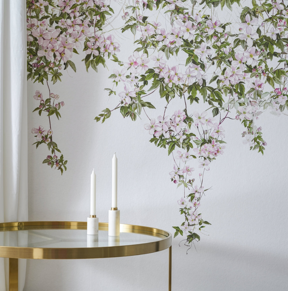 Classic Clematis Mural White