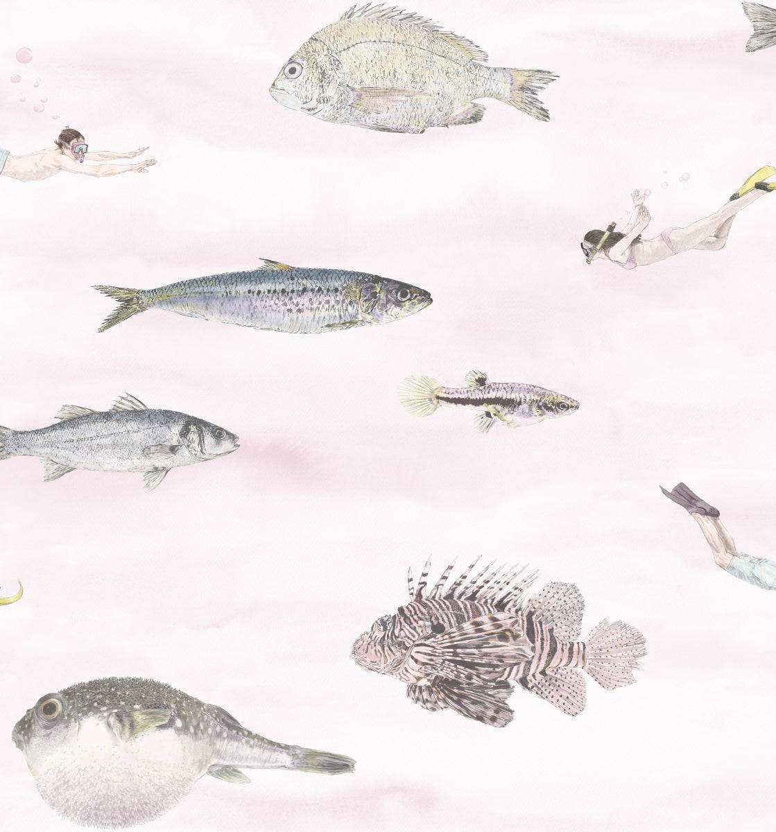 Classic Fish Wallpaper Pink