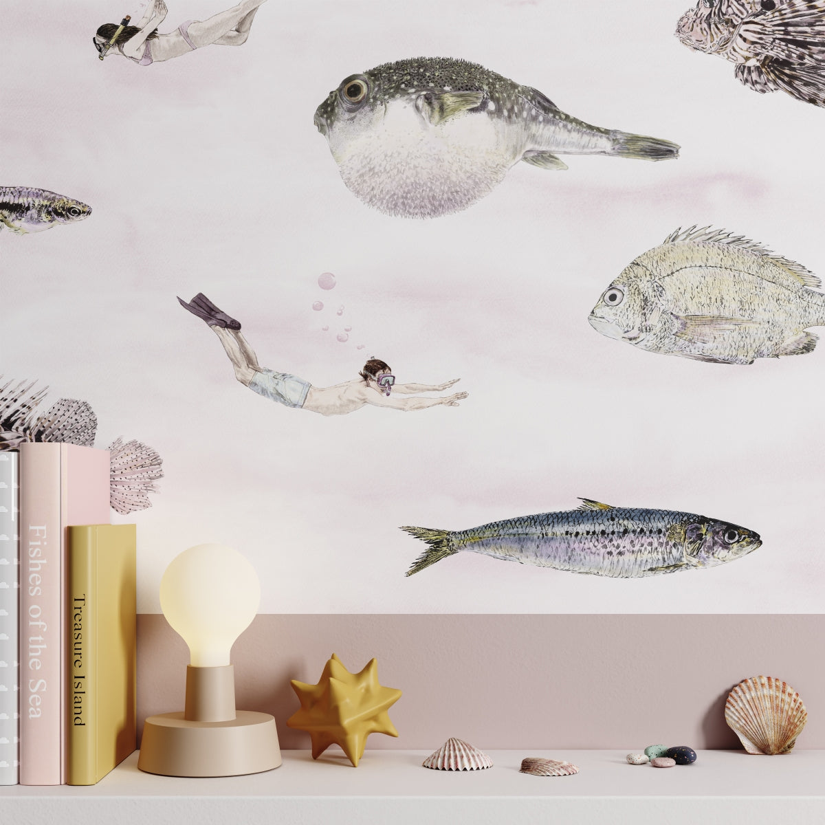 Classic Fish Wallpaper Pink