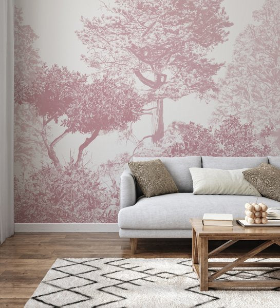 Classic Hua Trees Mural Burgundy