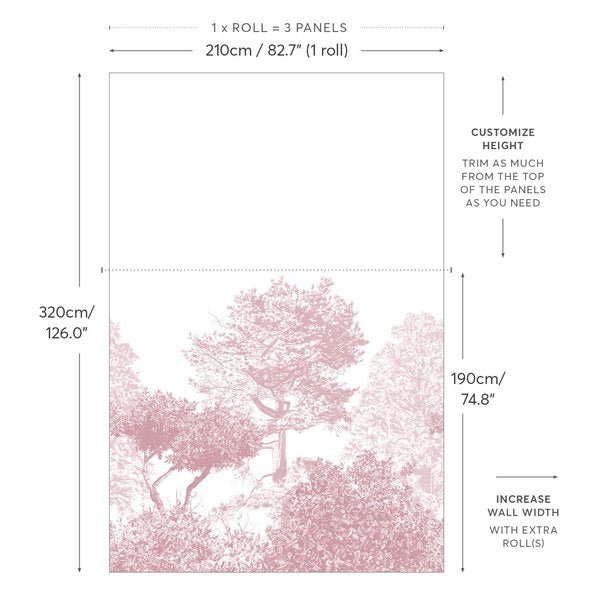 Classic Hua Trees Mural Burgundy