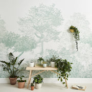 Classic Hua Trees Mural Dusty Green