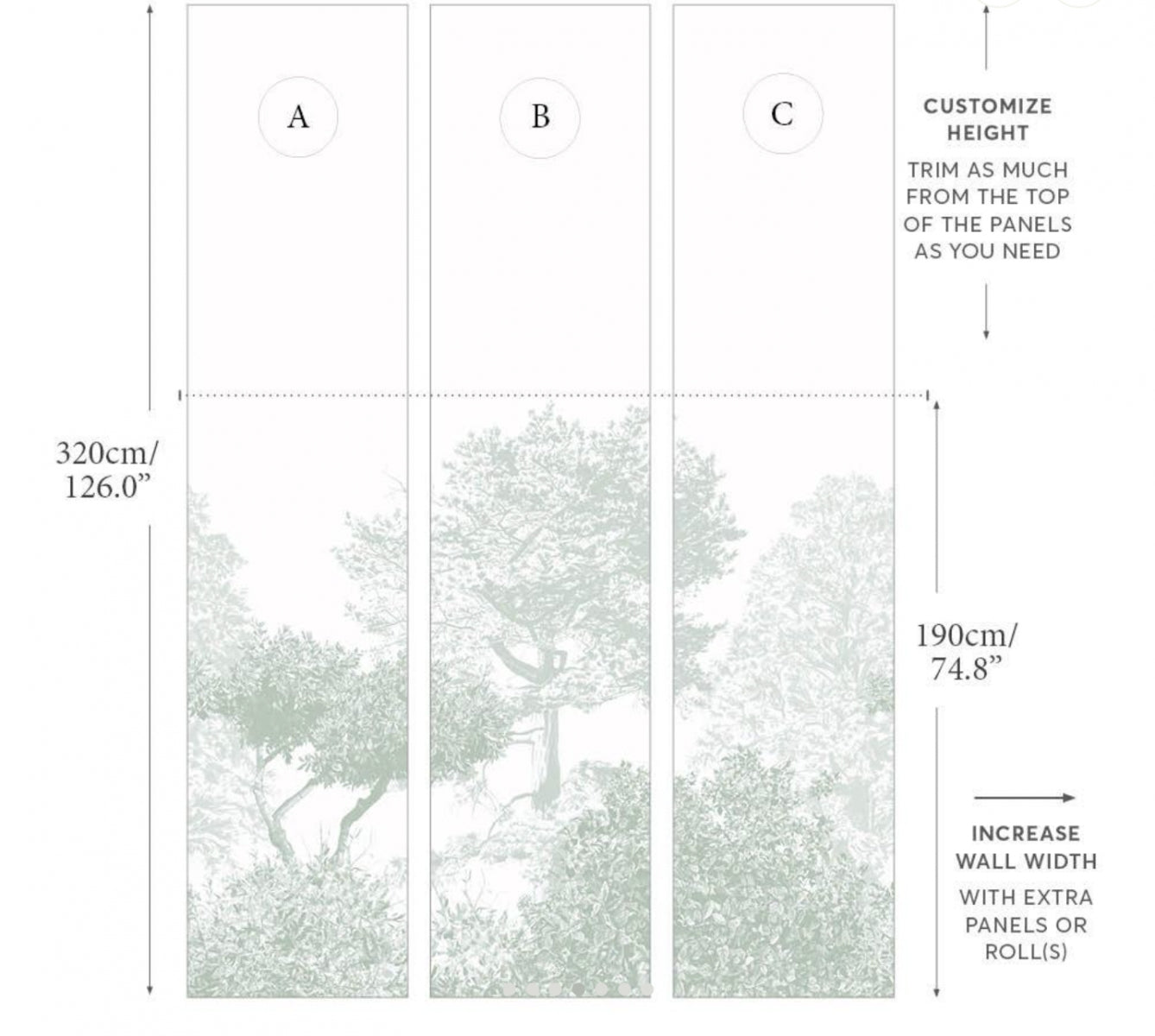 Classic Hua Trees Mural Dusty Green