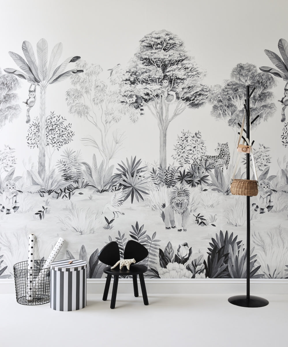 Jungle Mural Grey