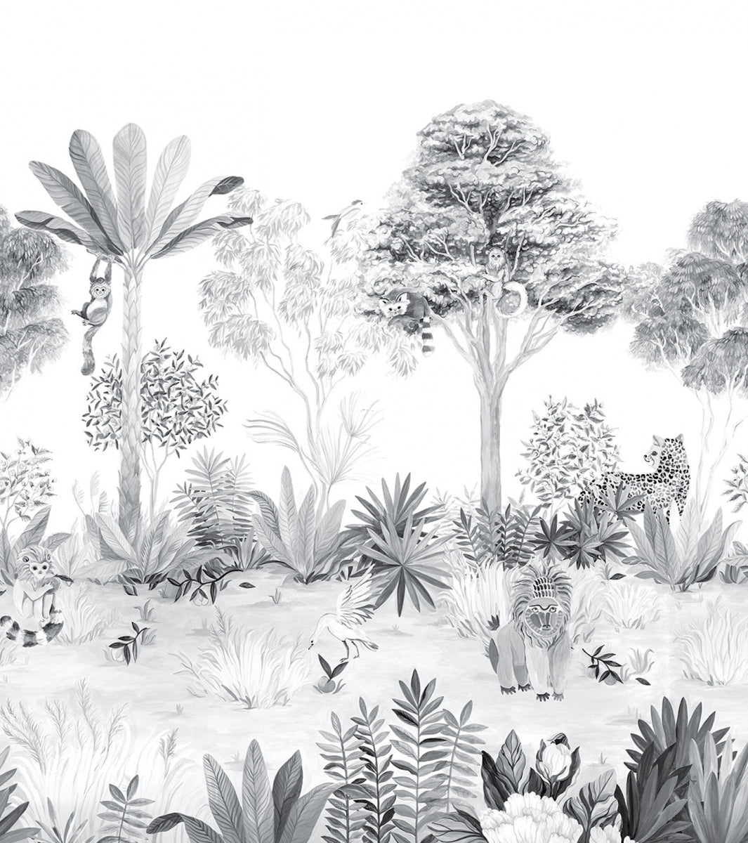 Jungle Mural Grey