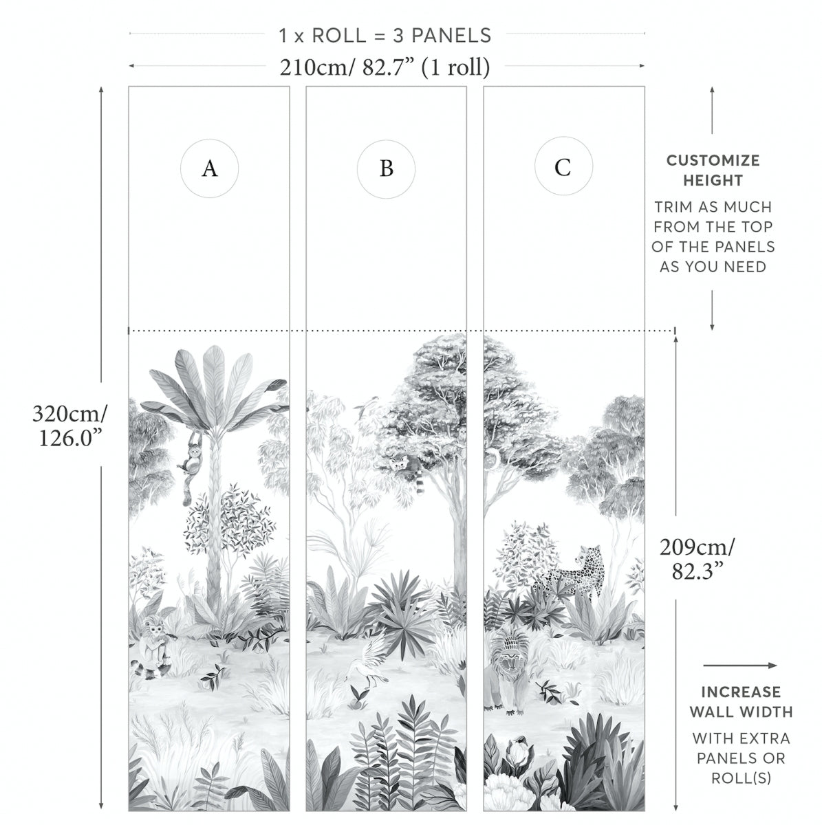 Jungle Mural Grey