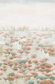 Classic Swan Lake Mural Wallpaper Terracotta