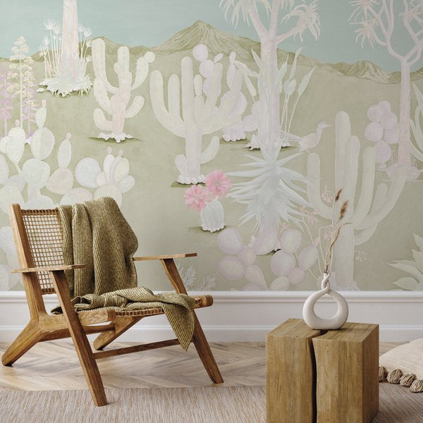 Desert Mural Wallpaper Green Sand