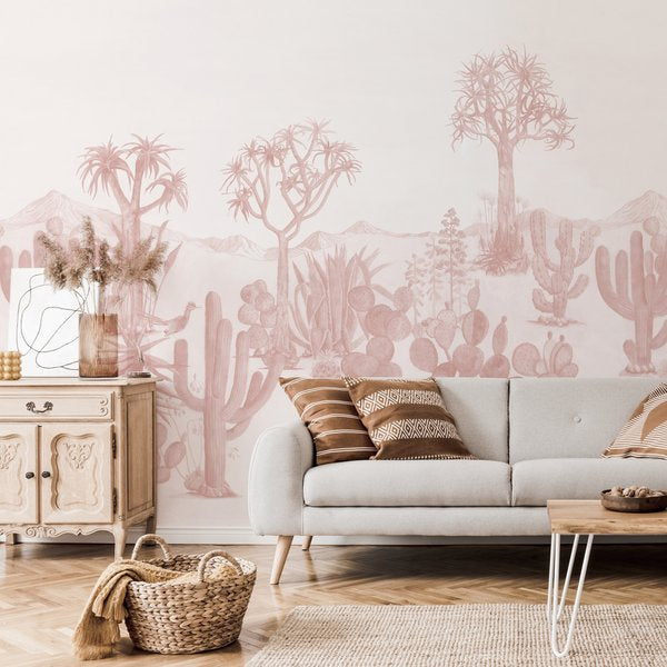 Desert Mural Wallpaper Pink