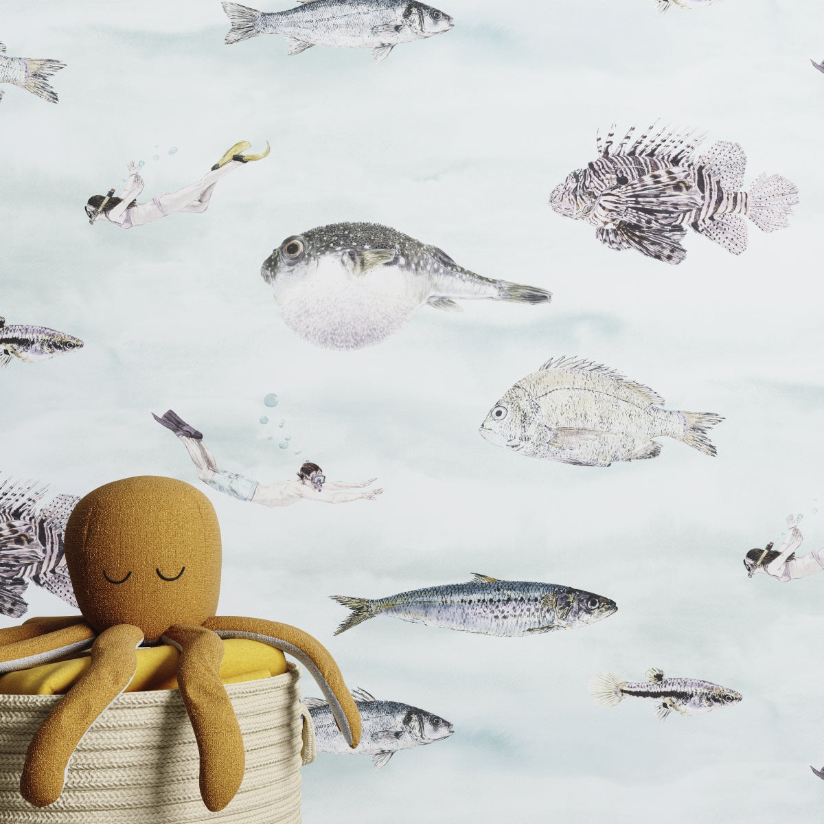 Classic Fish Wallpaper Blue Green