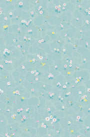 Floral Bath Mural Wallpaper Blue