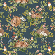 Dekornik Little Sleepy Animals Dark Behang kinderkamer behang — Scandinavisch design in zachte kleuren voor babykamer en kinderkamer