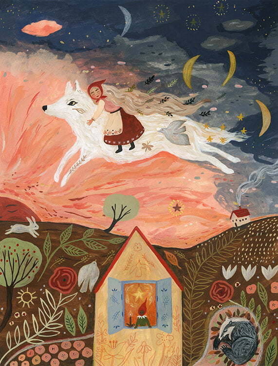 Illustratie Girl And The Wolf